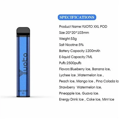 Yuoto xxl 2500 pufuri vape de unică folosință